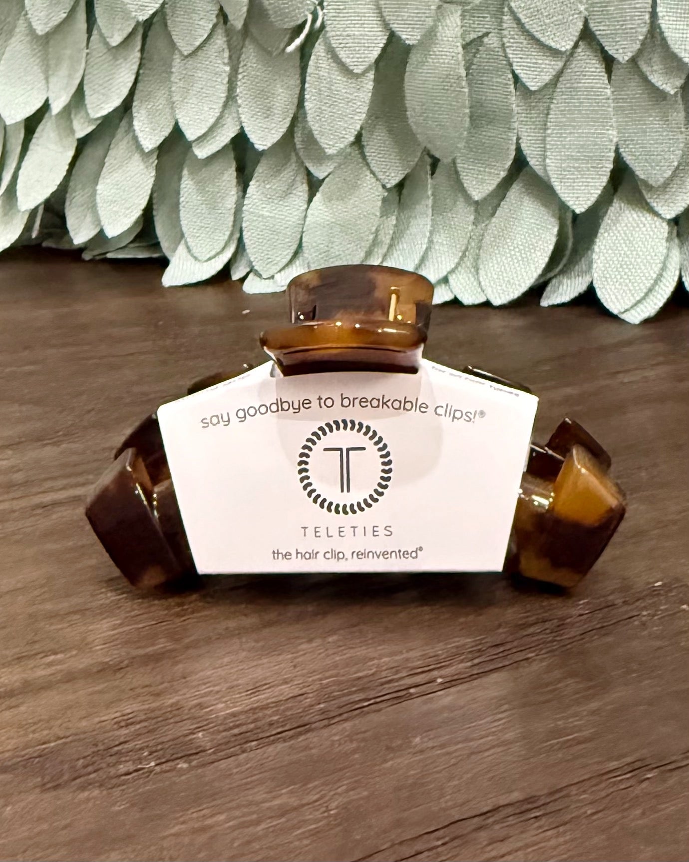teleties classic tortoise hair claw clip.