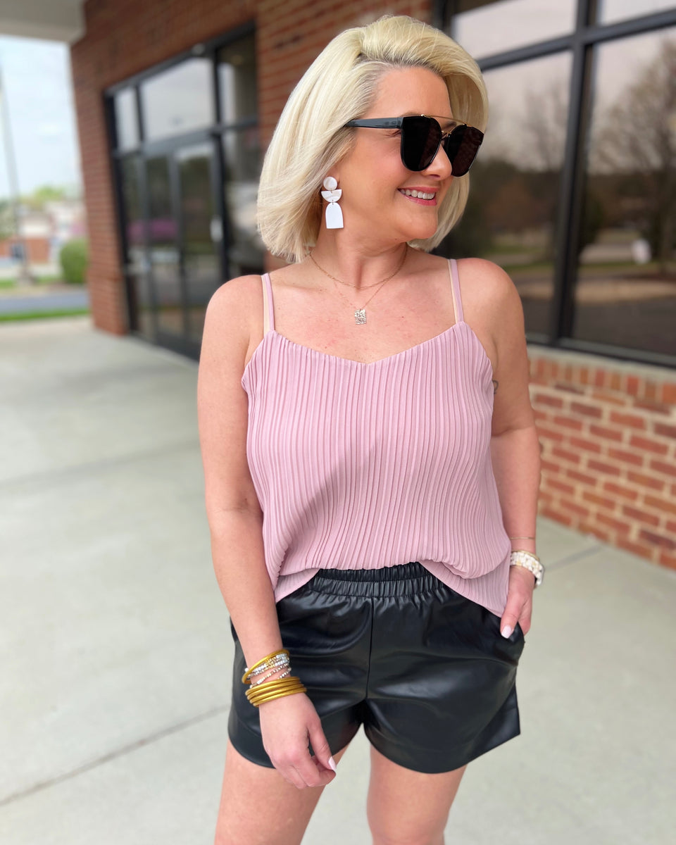 Wallace Pleated Cami Top in Mauve FINAL SALE - Madi Savvy Boutique