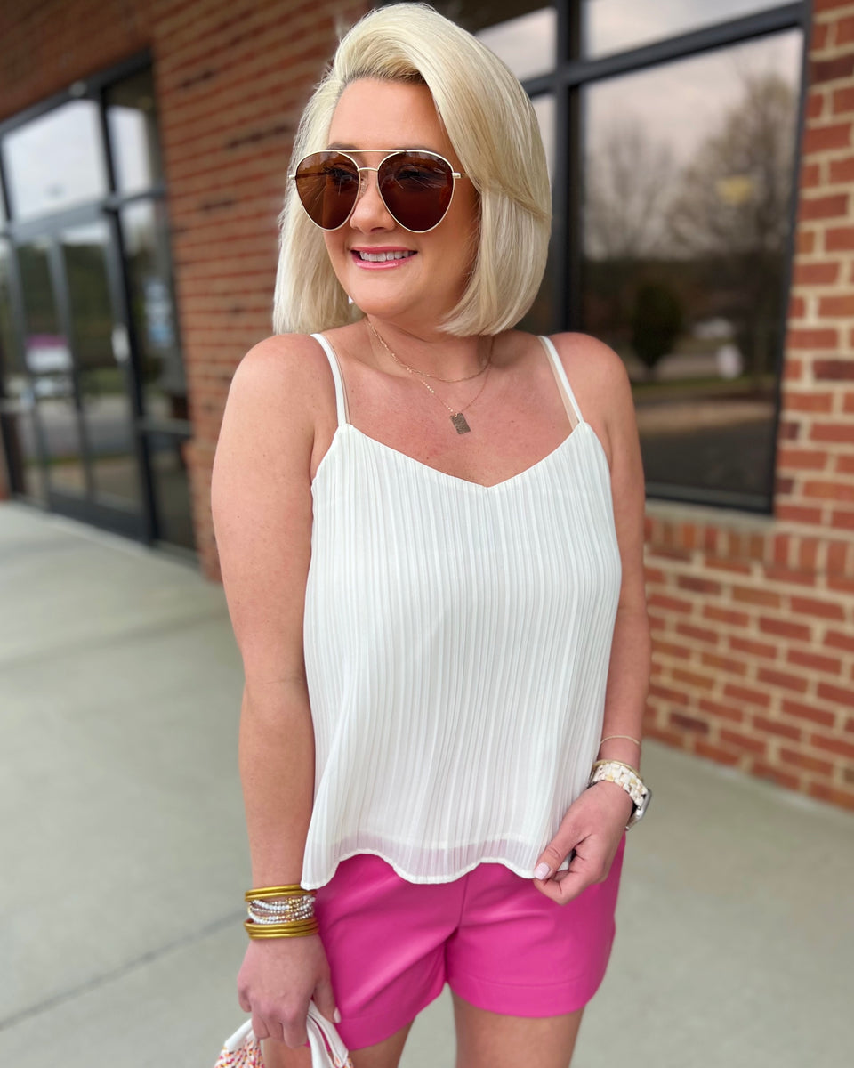 Wallace Pleated Cami Top in Cream FINAL SALE - Madi Savvy Boutique
