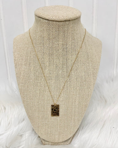 Hammered Rectangle Necklace in Gold FINAL SALE