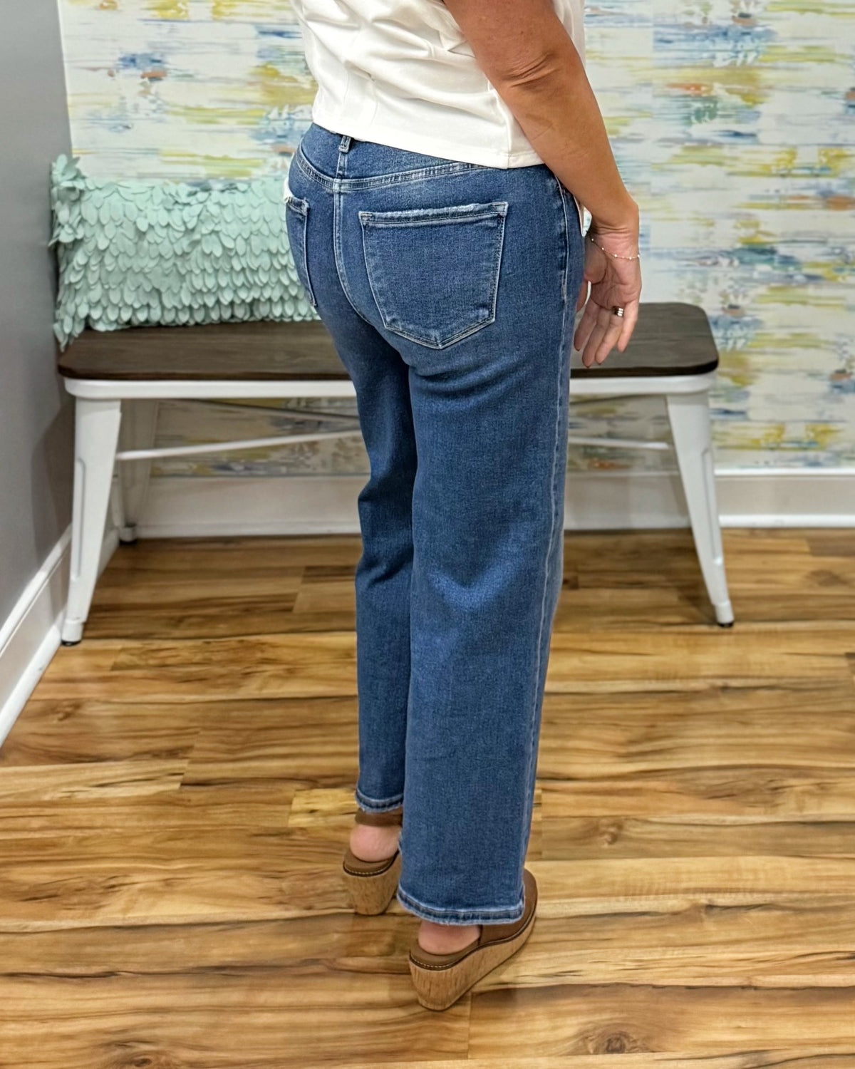 Risen Crop Wide Leg Jeans