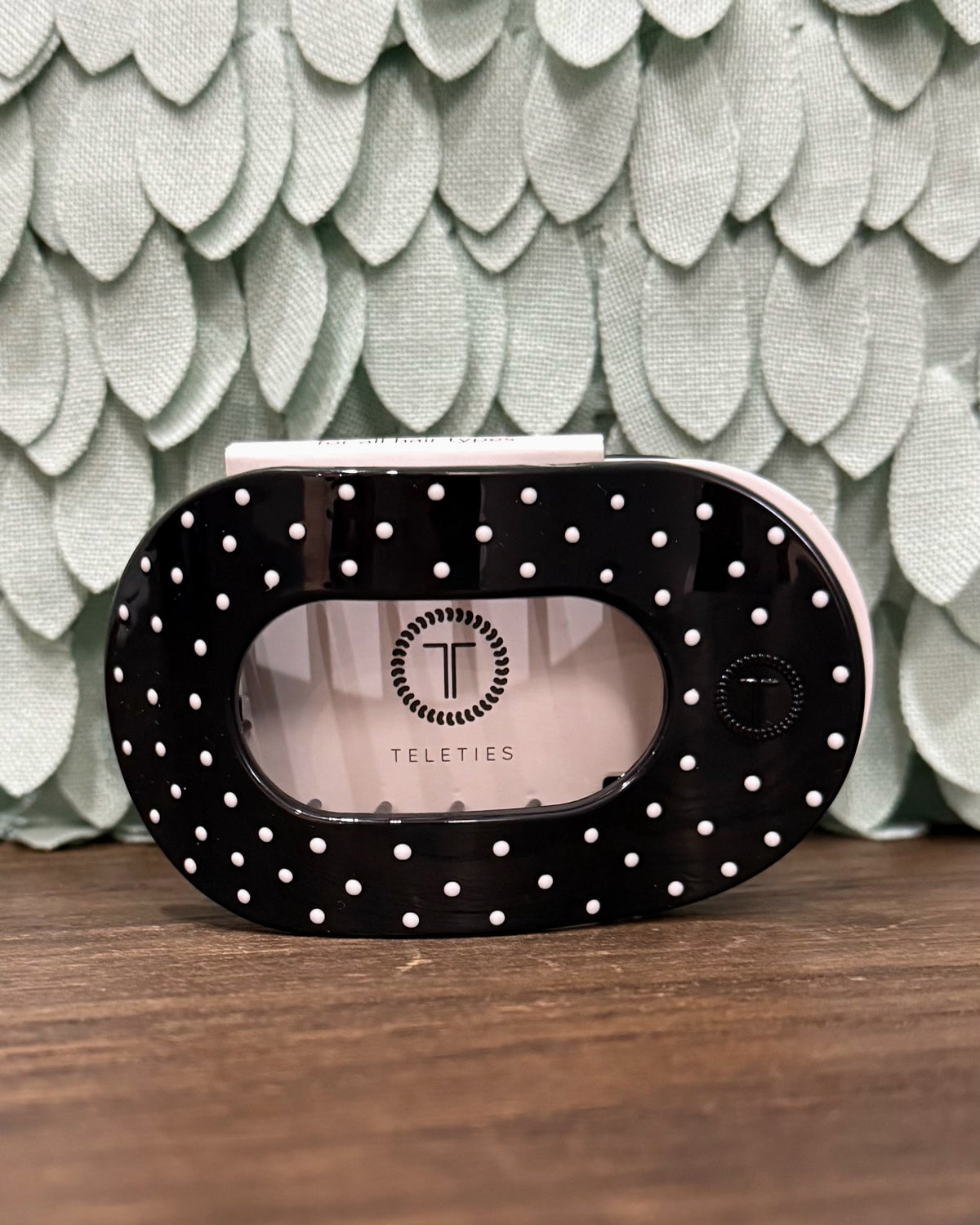 TELETIES Black Polka Dot Party Flat Round Hair Clip