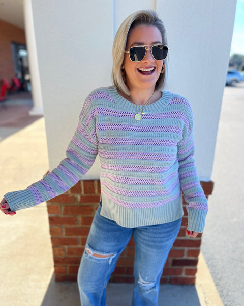Cathy Striped Sweater in Lavender FINAL SALE