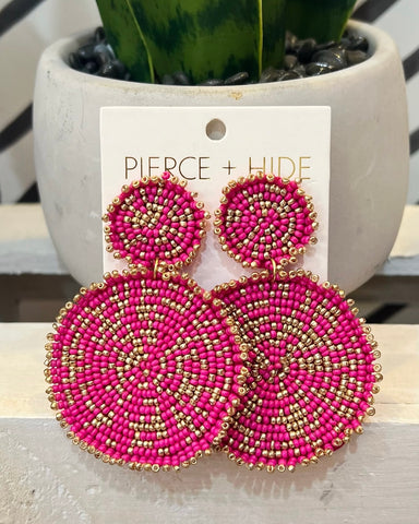 Custom Pink/Gold Drop Disc Earrings