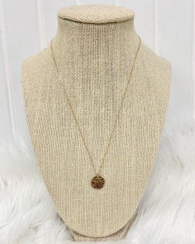 Hammered 1/2" Disc Necklace in Gold FINAL SALE