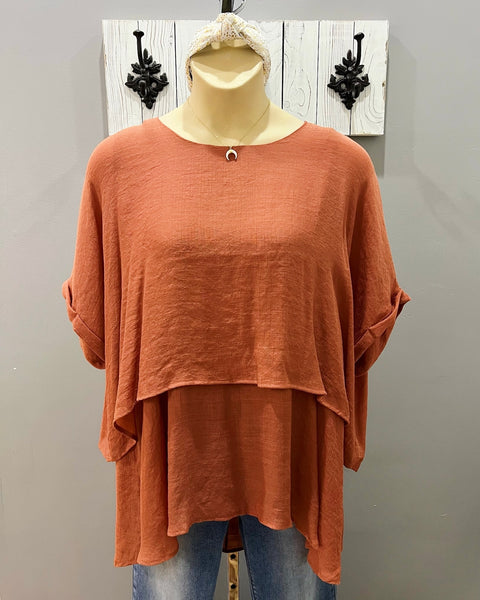 Nancy CURVY Layered Tunic Blouse in Sunset FINAL SALE