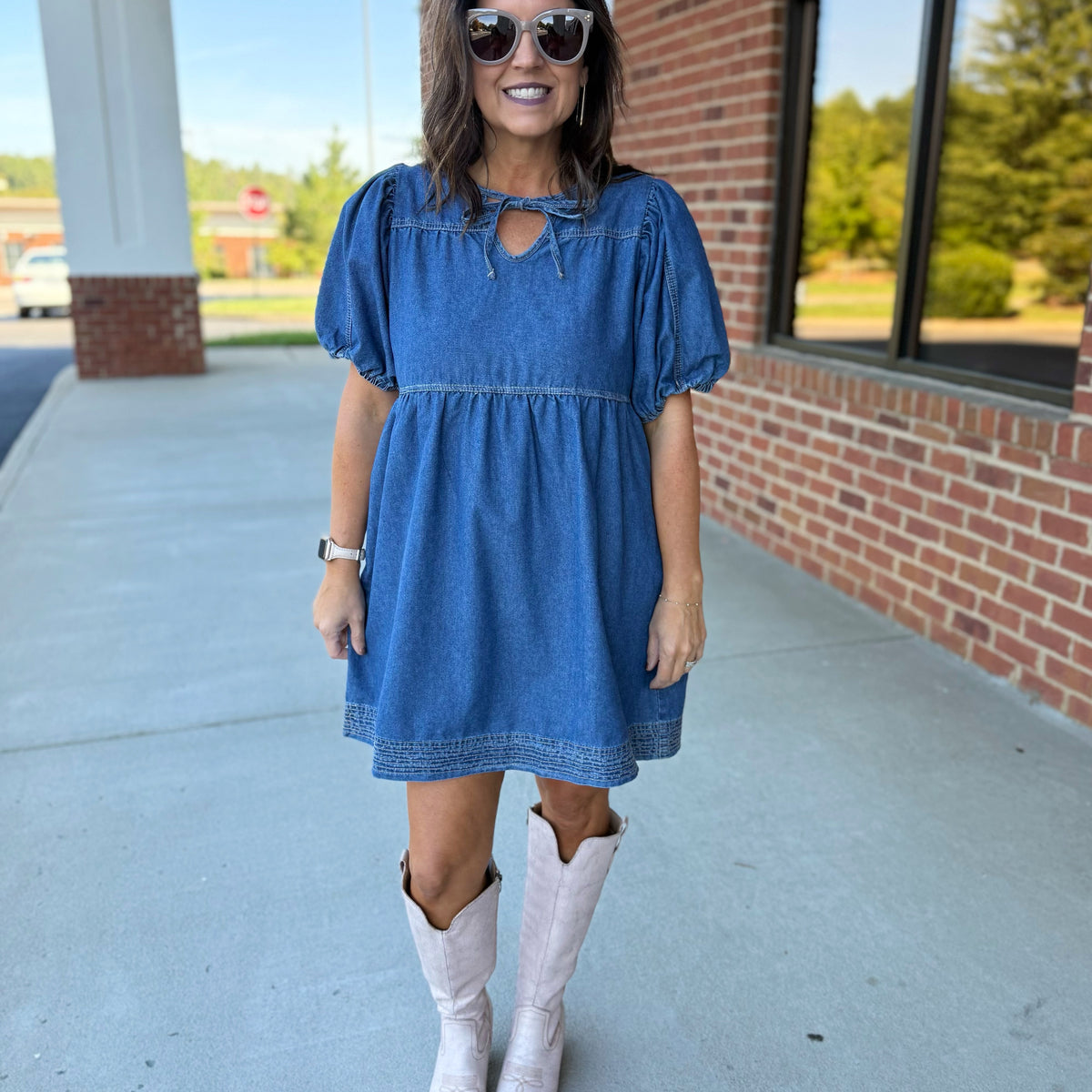 Lacey Denim Dress L