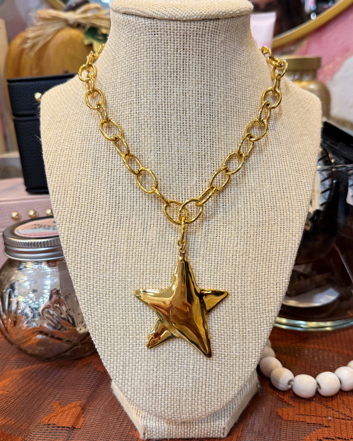 Chansuttpearls gold Chunky Star Necklace.