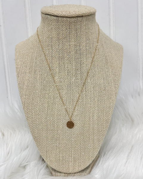 Hammered 3/8" Disc Necklace in Gold FINAL SALE