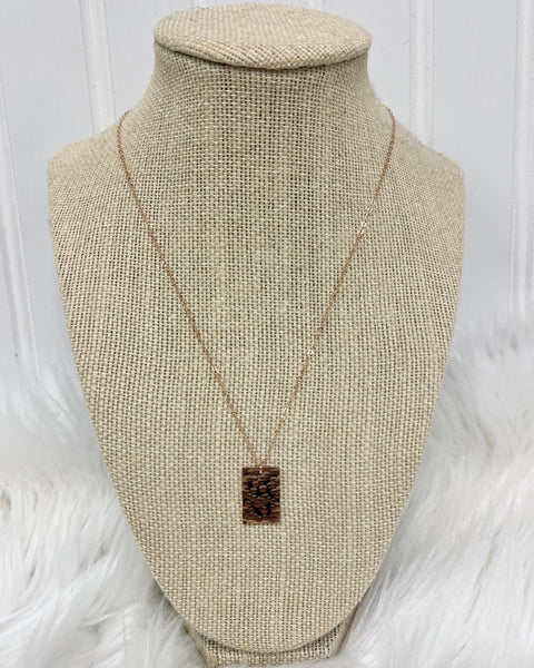 Hammered Rectangle Necklace in Rose Gold FINAL SALE