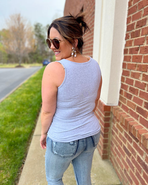 Demi Ruched Tank in H. Grey FINAL SALE