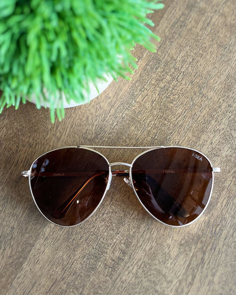 I-SEA Charlie Sunglasses in Gold/Brown