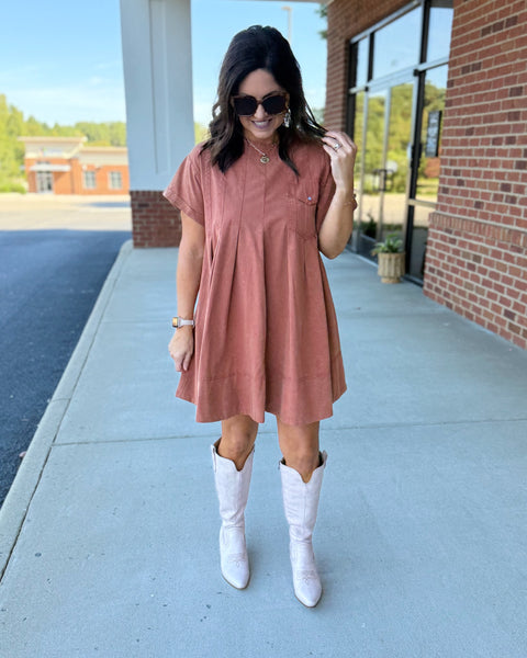 Lisa Snow Washed Dress in Clay FINAL SALE