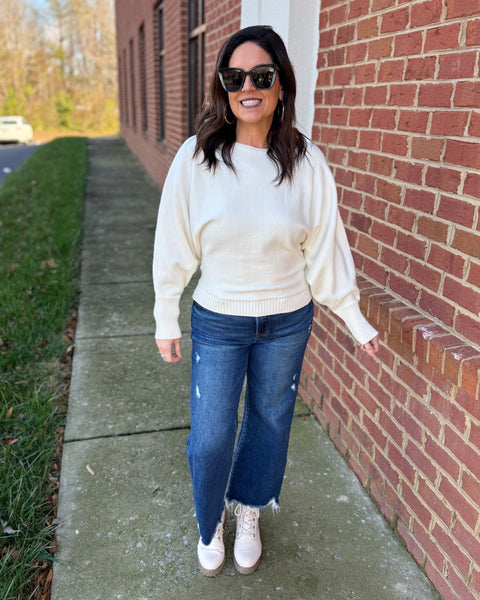 Callie Boat Neck Sweater in Cream