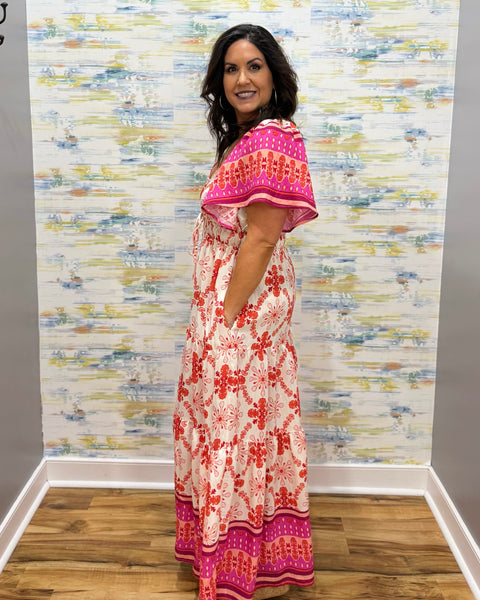 Ellie Maxi Dress in Coral