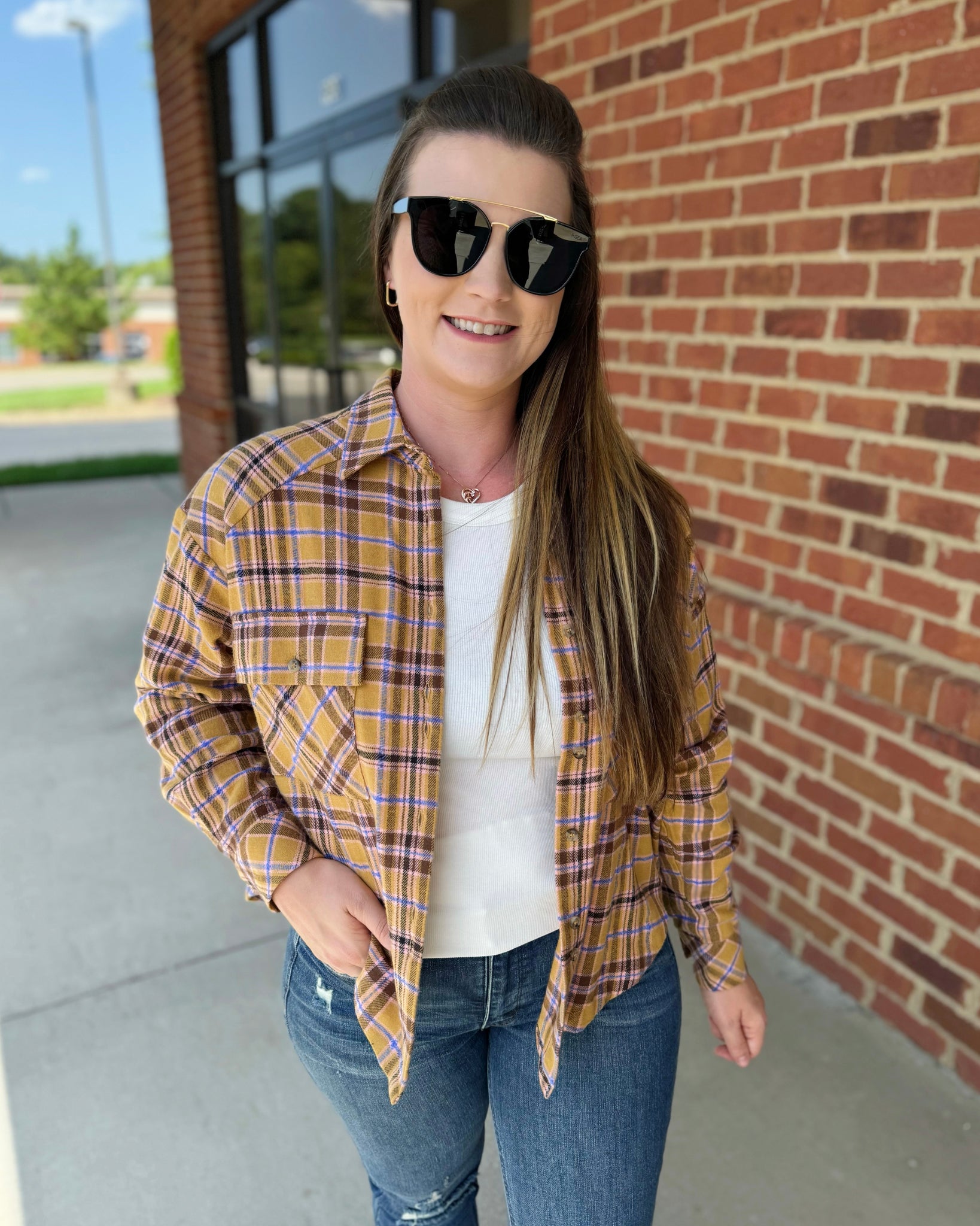 Oaklyn Plaid Top in Mustard