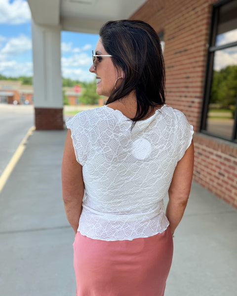 Kaitlyn Lace Top in White FINAL SALE