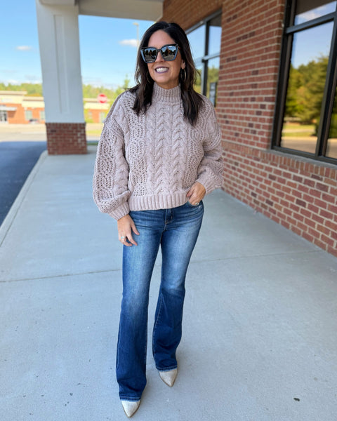 Gemma Cable Knit Sweater in Ash Mocha FINAL SALE