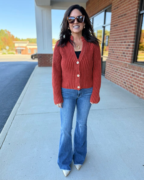 Alexis Knit Cardigan in Spiced Brandy