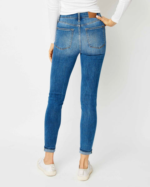 Judy Blue CURVY High Rise Cuffed Skinny Jeans