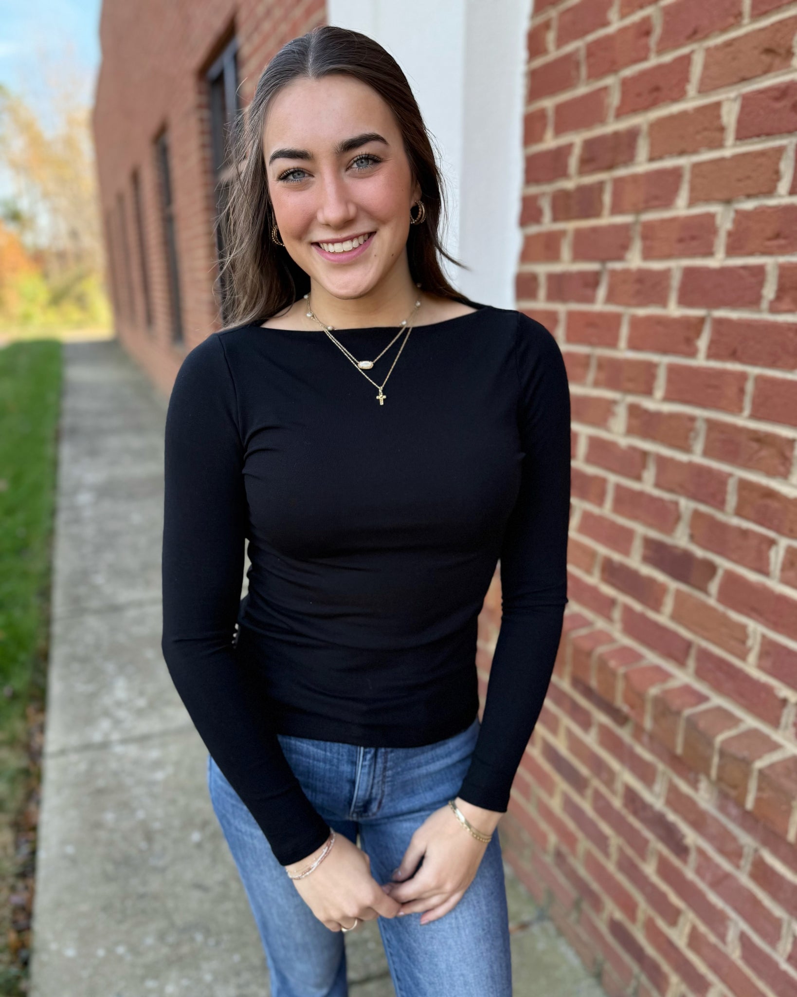 Destiny Boat Neck Top in Black