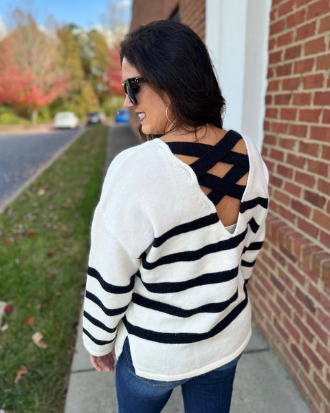 Lena Stripe Sweater in Ivory