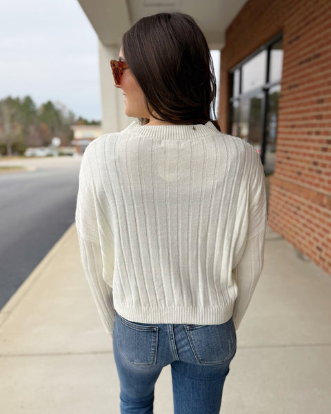 Walker Ribbed Sweater Top in Off White FINAL SALE