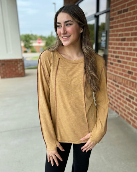 Sophie Slub Knit Top in Mustard