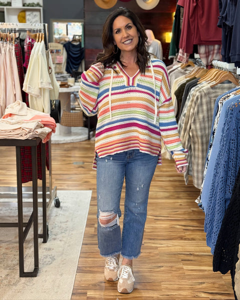 Grady Knit Sweater in Gold/Blue