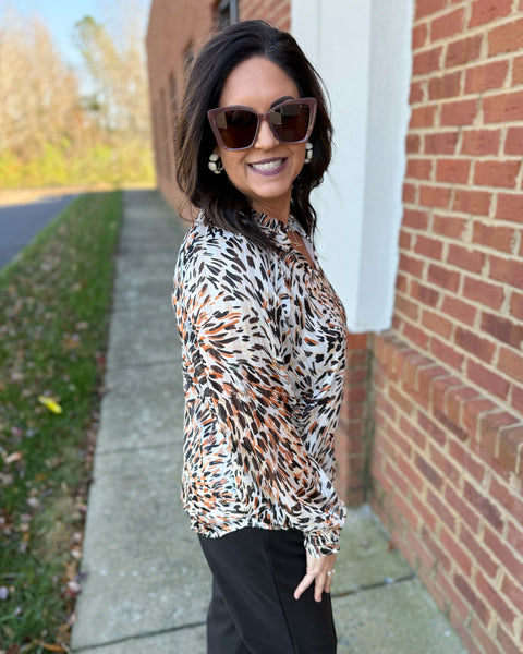 Alani Bubble Sleeve Blouse in Burnt Sienna