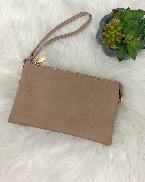 Riley Crossbody/Wristlet in Taupe