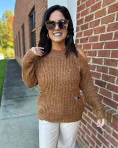 Pia Distressed Sweater in Camel