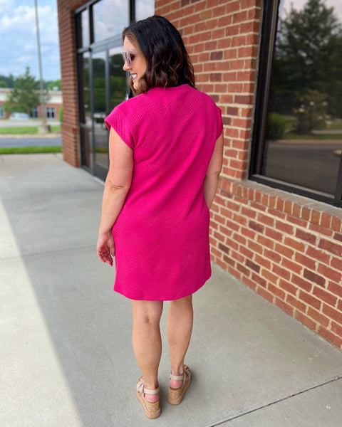 Harper Textured Dress in Fuchsia FINAL SALE