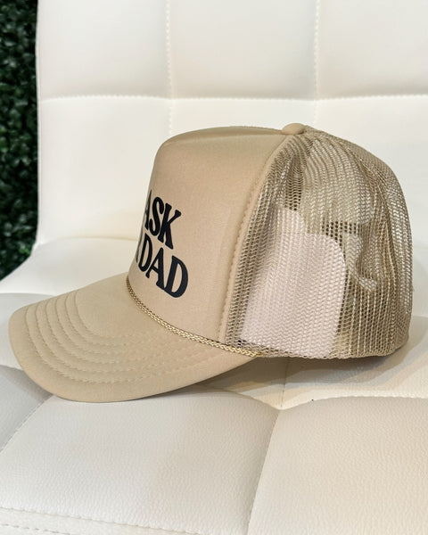 Go Ask Your Dad Trucker Hat in Khaki