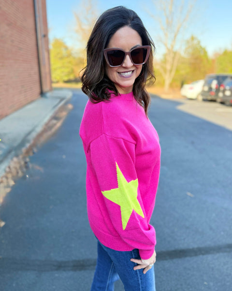 Narissa REG/CURVY Star Sweater in Hot Pink FINAL SALE