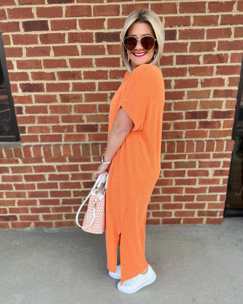Jordyn Midi Dress in Orange