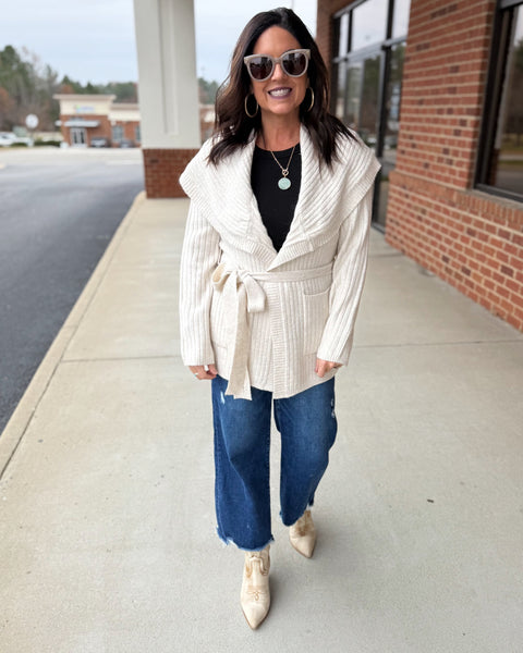 Molly Wrap Sweater Cardigan in Cream