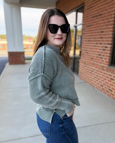 Tinley Washed Sweater in Ash Jade FINAL SALE
