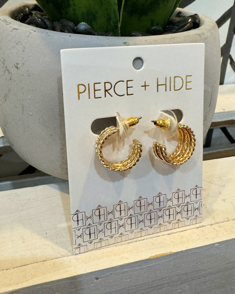 Petite Gold Tri Hoop Earrings