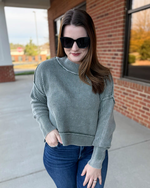 Tinley Washed Sweater in Ash Jade FINAL SALE