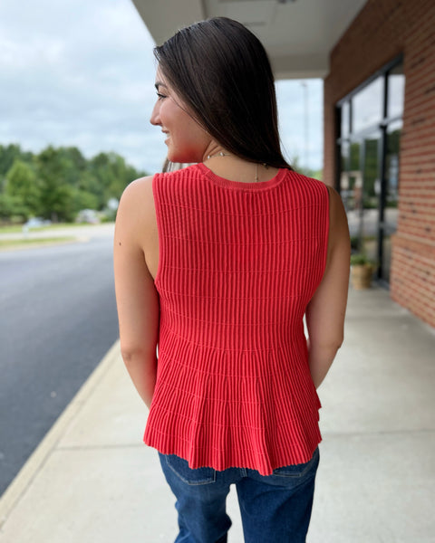 Whitley Ribbed Flare Sweater in Papaya FINAL SALE