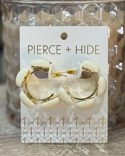 Cream Linked Acrylic Square Hoop Earrings