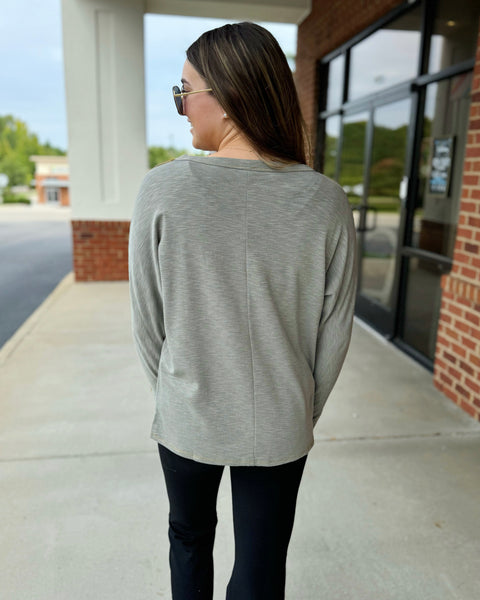 Sophie Slub Knit Top in Olive