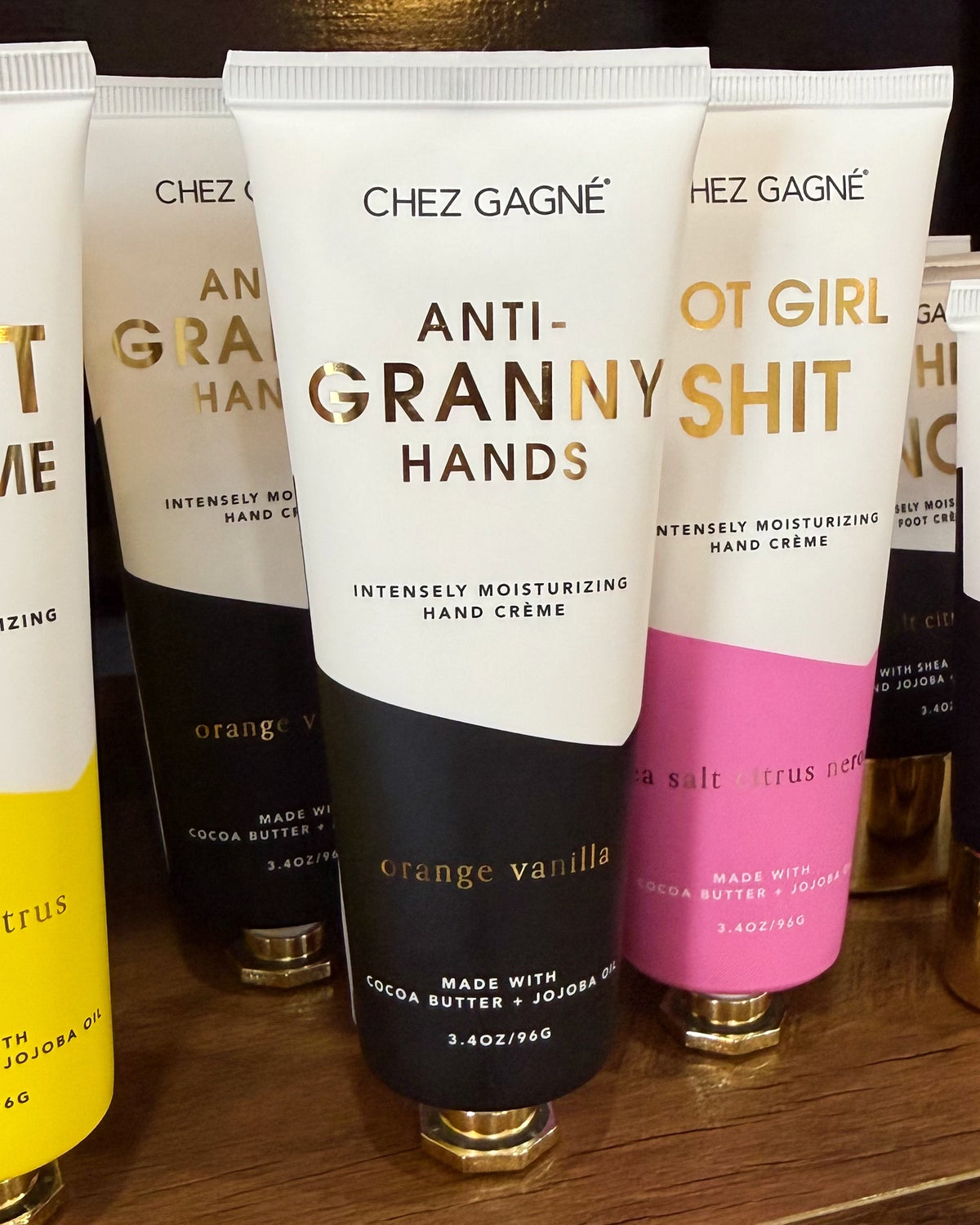 Anti=Granny Hands orange vanilla scented hand cream.
