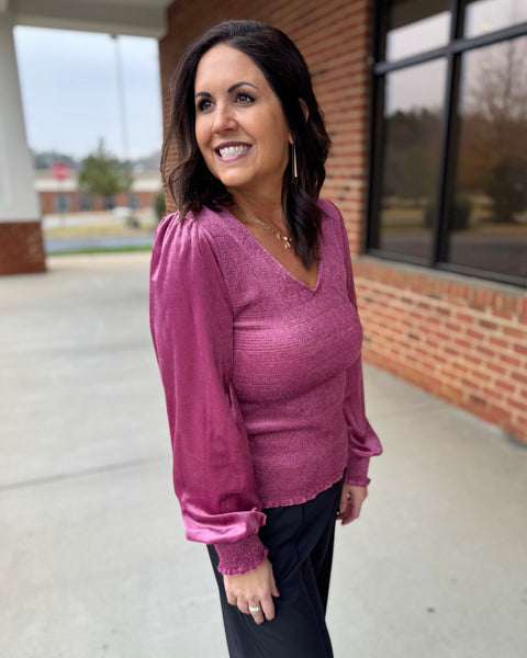 Pippa Velvet Blouse in Mauve