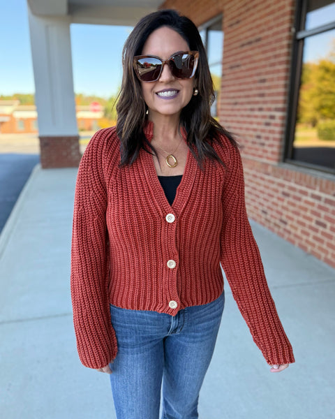 Alexis Knit Cardigan in Spiced Brandy