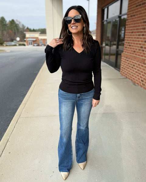 Sasha V-Neck Sweater in Black FINAL SALE