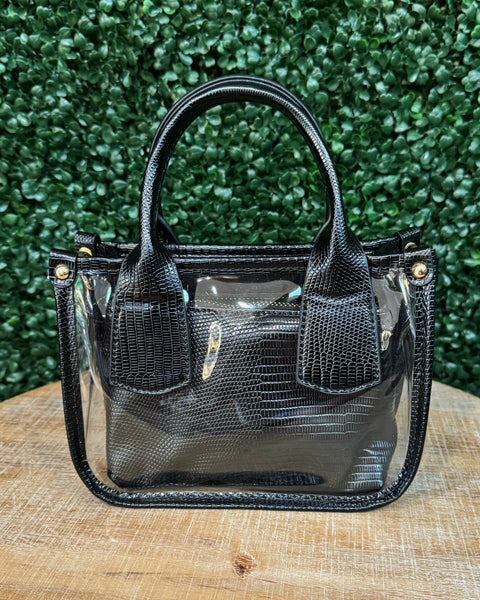 Stacey Clear Satchel Bag in Black