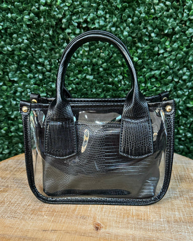 Stacey Clear Satchel Bag in Black