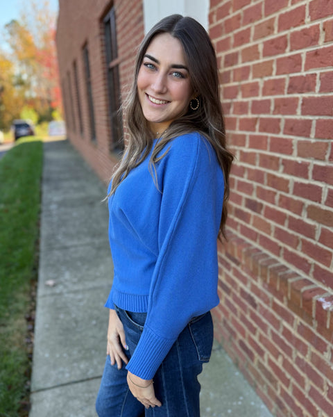 Callie Boat Neck Sweater in Cobalt Blue FINAL SALE
